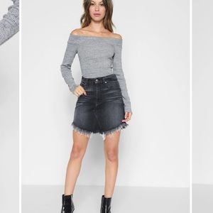 7 For All Mankind - Mini Skirt Scallop Hem - Color Vintage Bedford Black Size 25